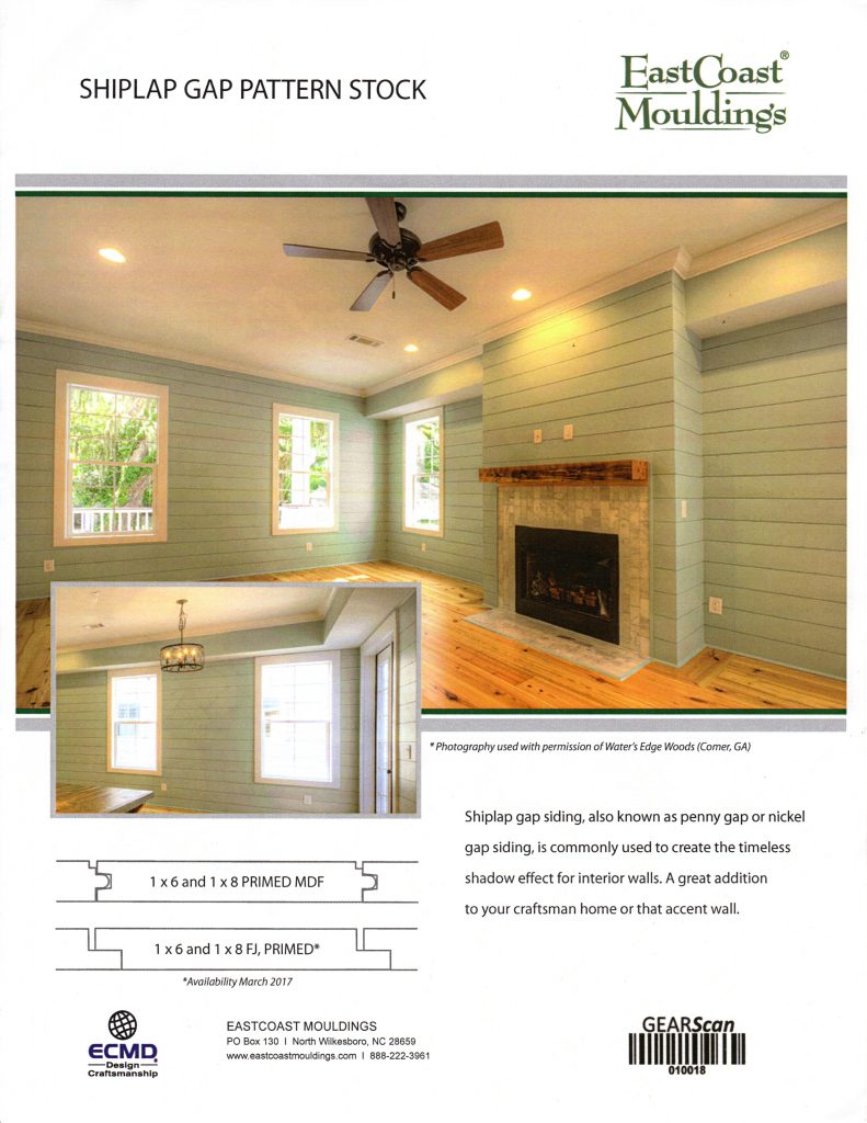 Primed MDF Interior 6" & 8" Shiplap Gap Siding Capitol City Lumber